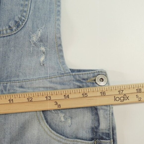 Basic House TBH Overall Womens Small Blue Denim Light Wash Crop Distressed Korea - Picture 10 of 16